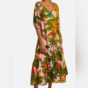 Farm Rio NWT MIXED PRINT MIDI WRAP DRESS